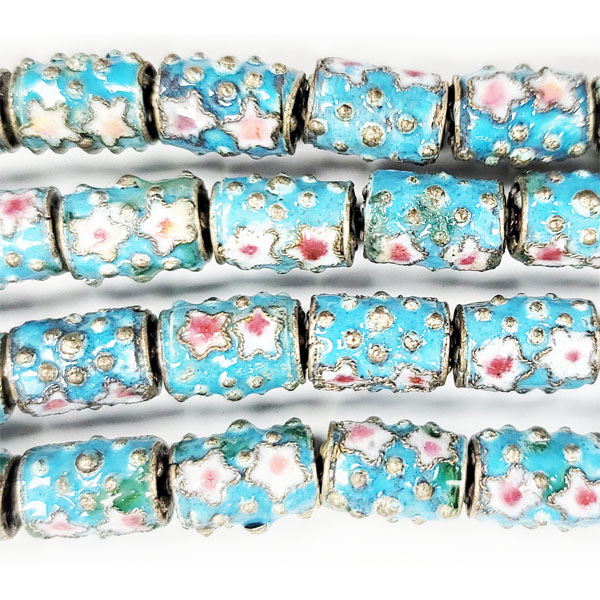 ENAMEL DRUM 10X15MM TURQUOISE